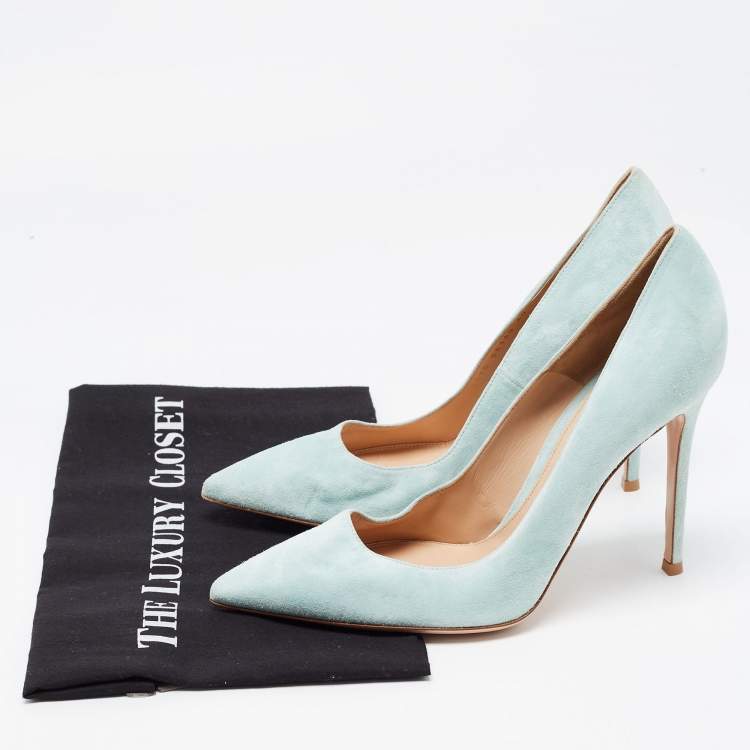 Pre Owned Gianvito Rossi Blue Suede Gianvito 105 Pumps Size 40