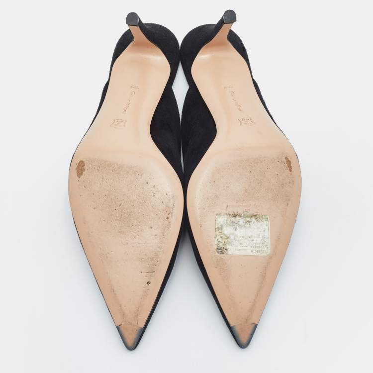 Pre Owned Gianvito Rossi Black Suede Fanny Pointed-Toe Mules Size 39.5