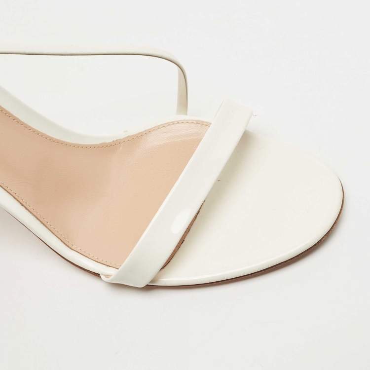 Pre Owned Gianvito Rossi White Patent Leather Ankle Strap Sandals Size 41