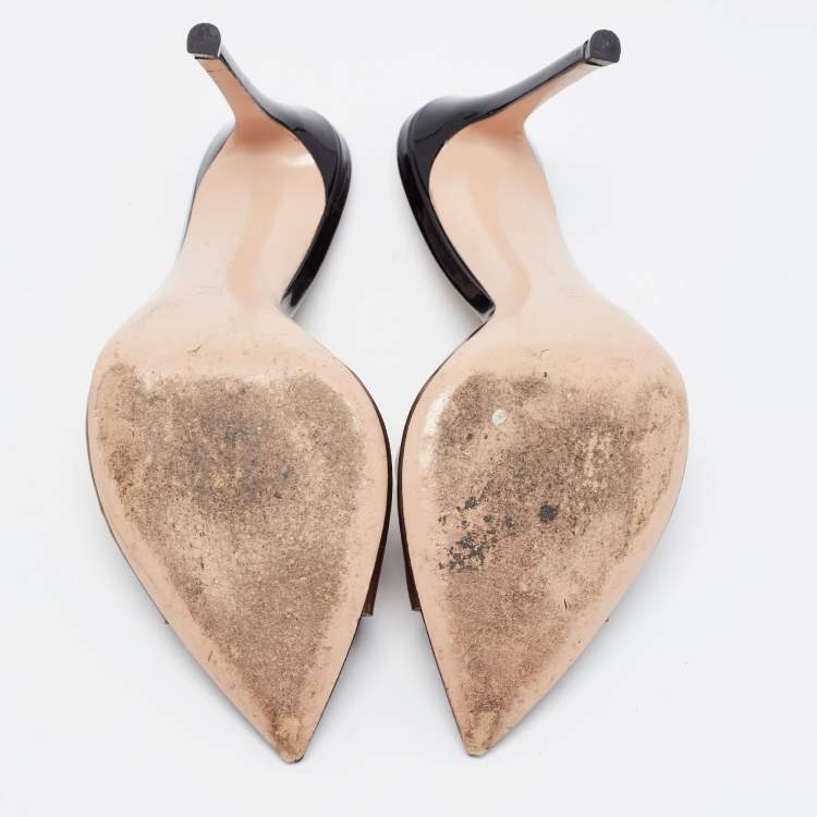 Pre Owned Gianvito Rossi Black/Brown PVC Plexi Slide Sandals Size 38.5