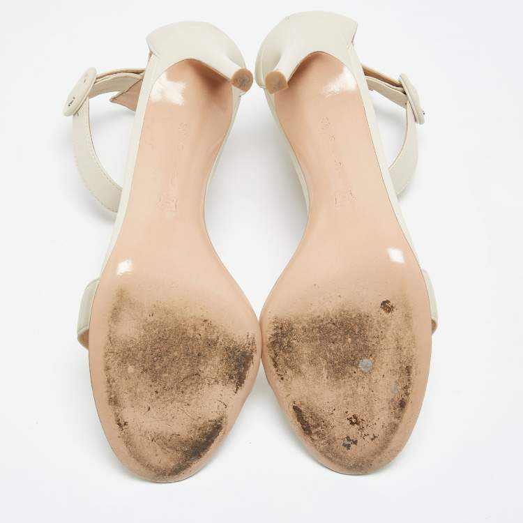 Pre Owned Gianvito Rossi Off White Leather Portofino Sandals Size 39.5