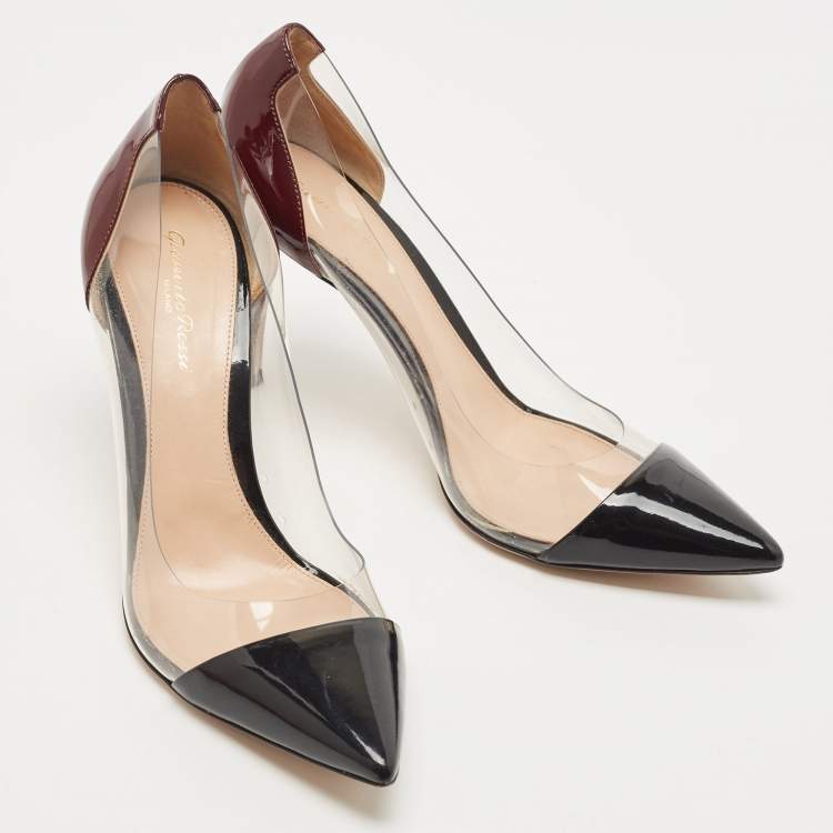 Pre Owned Gianvito Rossi Tricolor Patent Leather and PVC Plexi Pumps Size 41