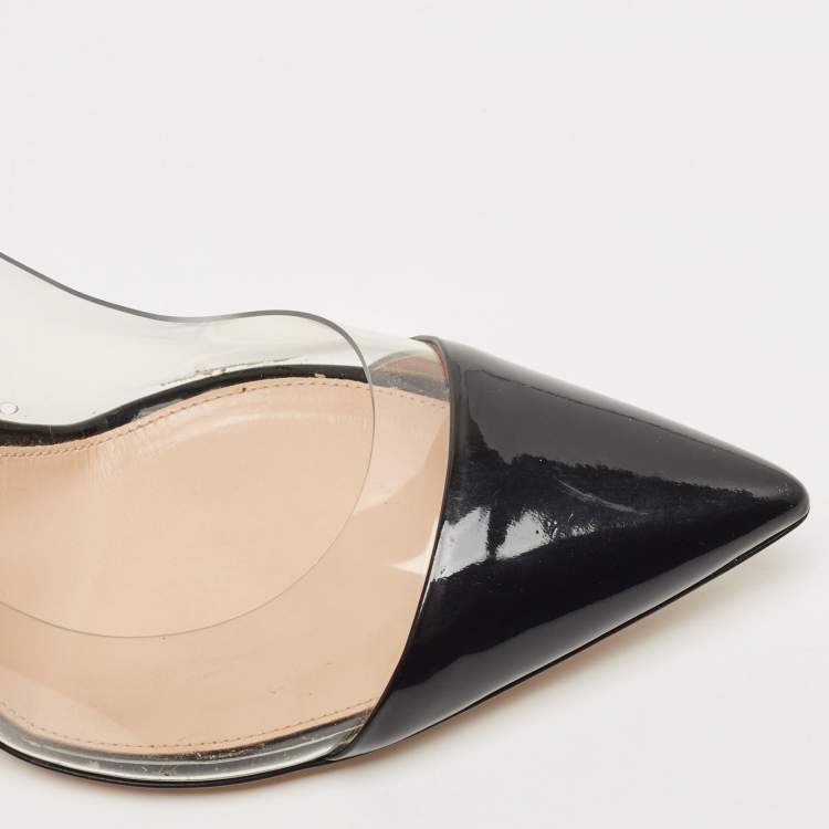 Pre Owned Gianvito Rossi Tricolor Patent Leather and PVC Plexi Pumps Size 41