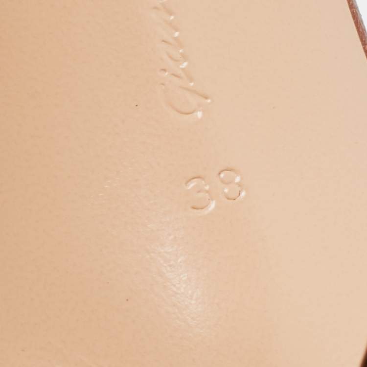 Pre Owned Gianvito Rossi Brown Leather and Mesh Slide Sandals Size 38