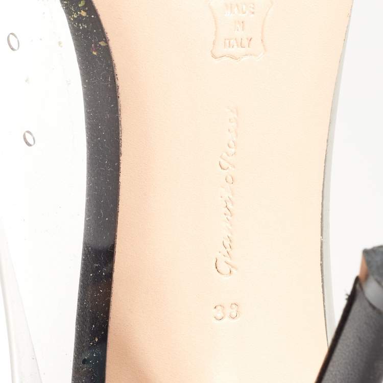 Pre Owned Gianvito Rossi Black Leather and PVC Plexi Pumps Size 38