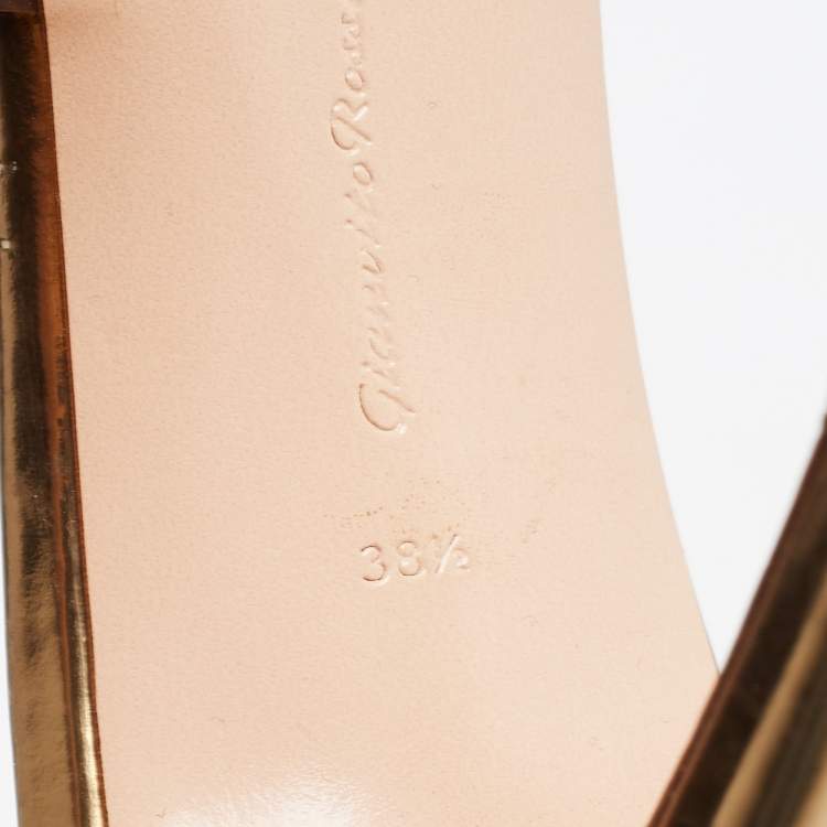 Pre Owned Gianvito Rossi Gold PVC and Leather Slide Sandals Size 38.5