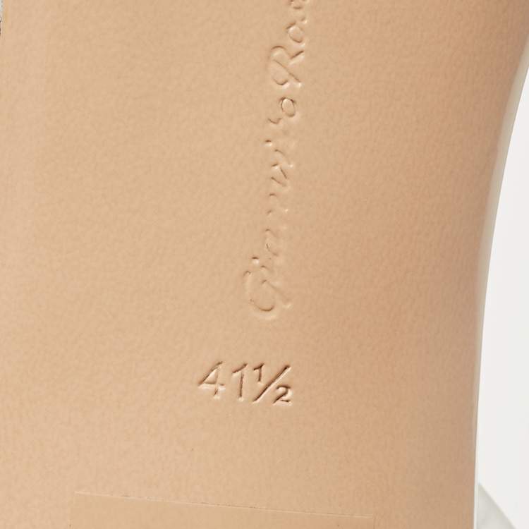 Pre Owned Gianvito Rossi Silver Leather Ankle Strap Sandals Size 41.5