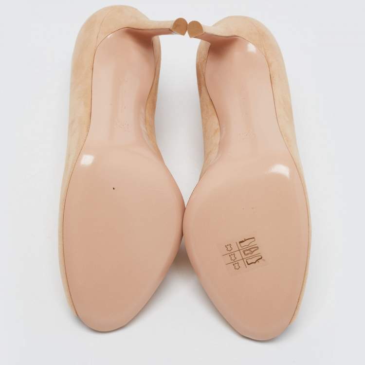 Pre Owned Gianvito Rossi Beige Suede Vamp Boots Size 38.5