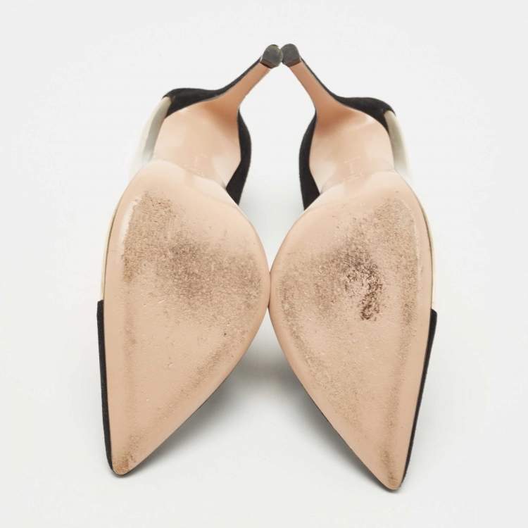 Pre Owned Gianvito Rossi Black Suede and  PVC Plexi Platform Pumps Size 38.5