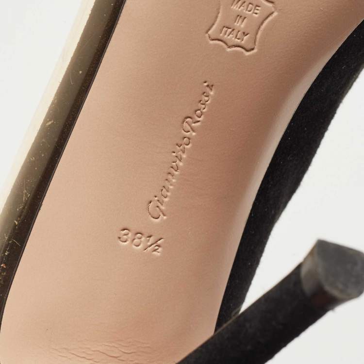 Pre Owned Gianvito Rossi Black Suede and  PVC Plexi Platform Pumps Size 38.5