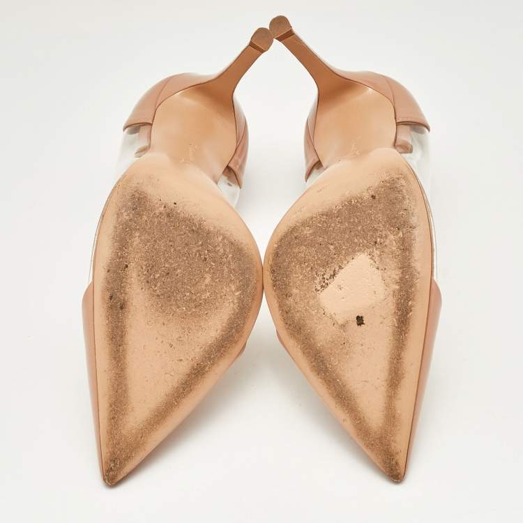 مملوكة مسبقًا Gianvito Rossi Beige Patent Leather and PVC Plexi Pumps Size 37