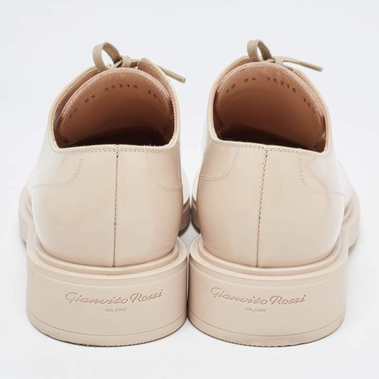 Pre Owned Gianvito Rossi Beige Leather Vittori Oxfords Size 35.5