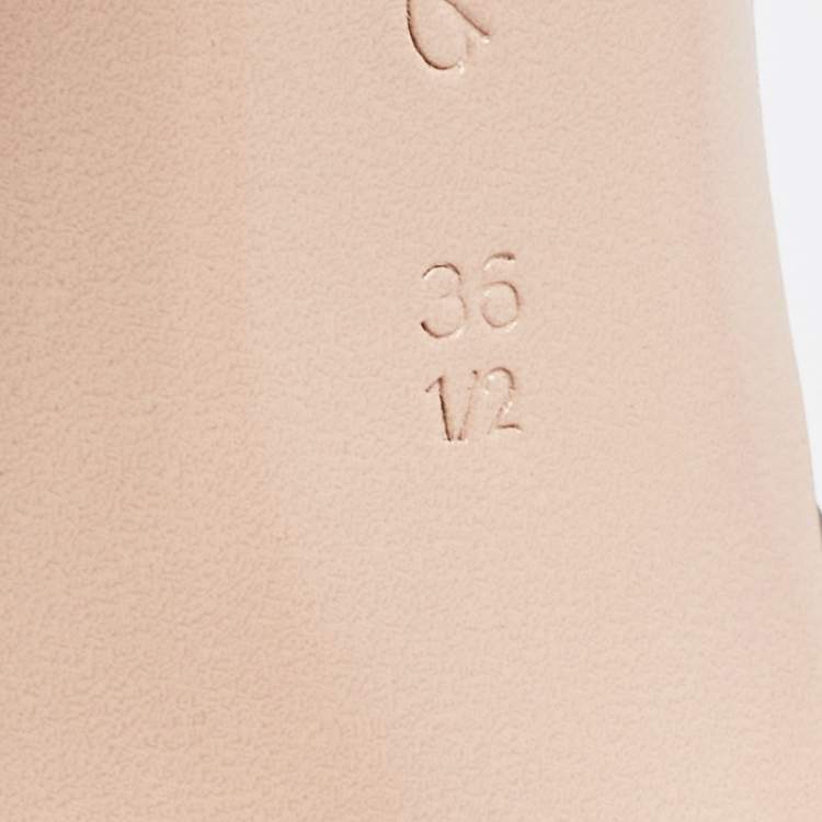 Pre Owned Gianvito Rossi Beige PVC And Leather Helmut Lace Up Booties Size 36.5