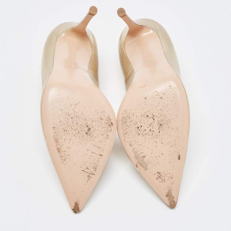 Pre Owned Gianvito Rossi Dull Gold Leather Gianvito 105 Pumps Size 40.5