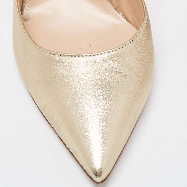 Pre Owned Gianvito Rossi Dull Gold Leather Gianvito 105 Pumps Size 40.5