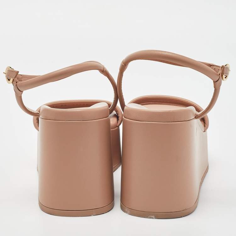 Pre Owned Gianvito Rossi Dusty Pink Leather Ankle Strap Platform Sandals Size 37