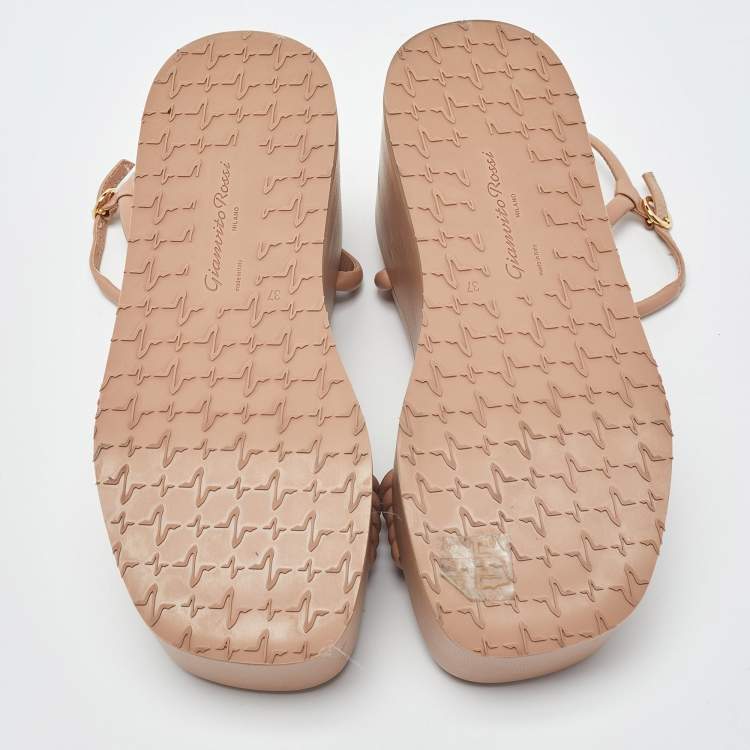 Pre Owned Gianvito Rossi Dusty Pink Leather Ankle Strap Platform Sandals Size 37