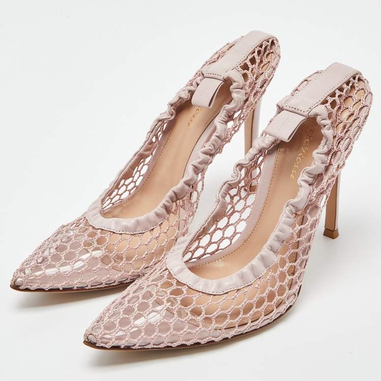 Pre Owned Gianvito Rossi Pink Net and Leather Pumps Size 39