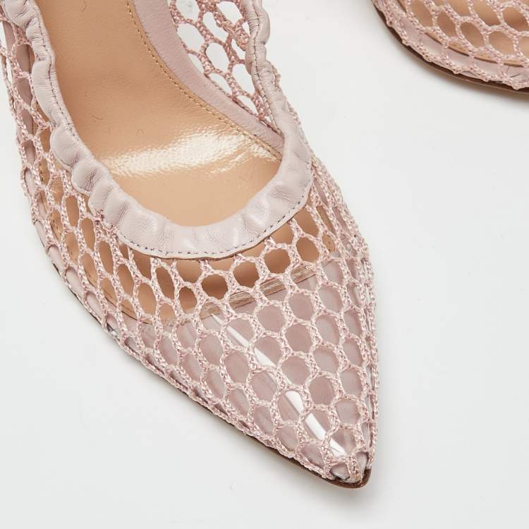 Pre Owned Gianvito Rossi Pink Net and Leather Pumps Size 39