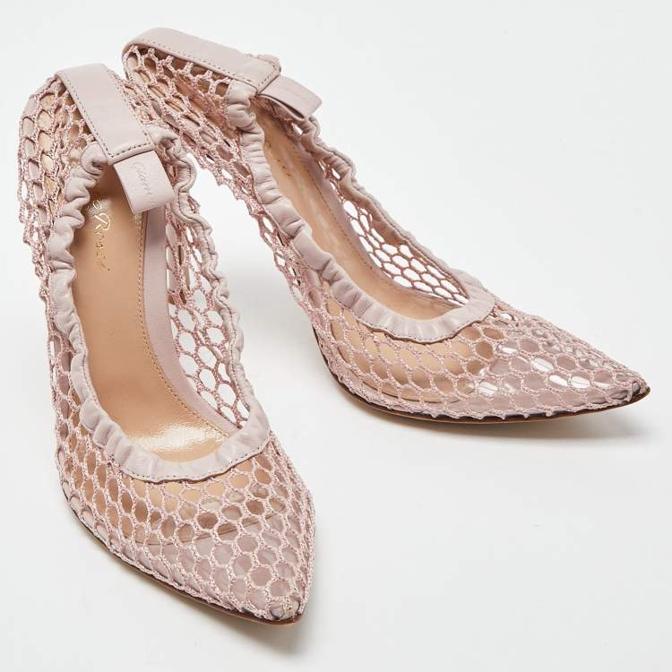 Pre Owned Gianvito Rossi Pink Net and Leather Pumps Size 39