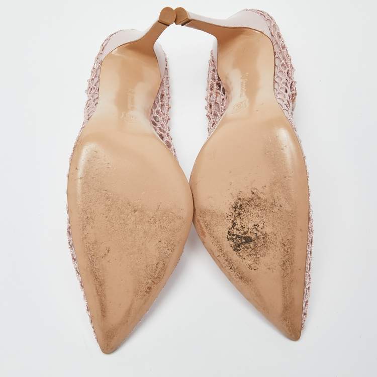 Pre Owned Gianvito Rossi Pink Net and Leather Pumps Size 39