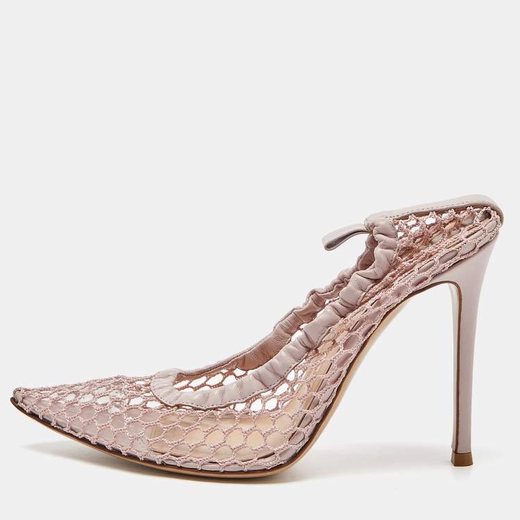 Pre Owned Gianvito Rossi Pink Net and Leather Pumps Size 39