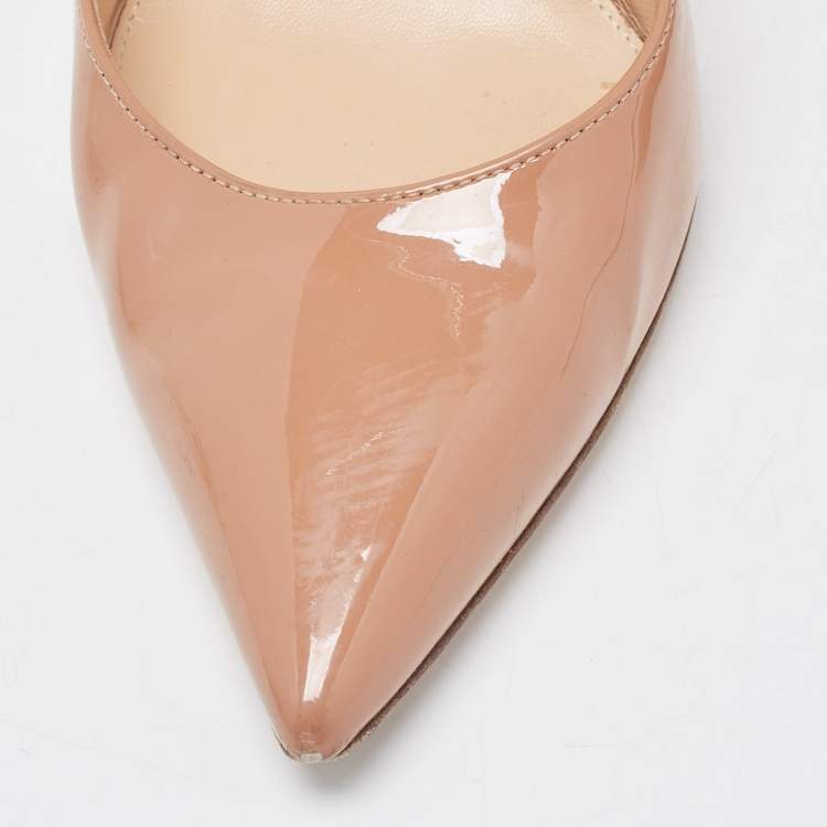 Pre Owned Gianvito Rossi Beige Patent Pointed Toe Pumps Size 40