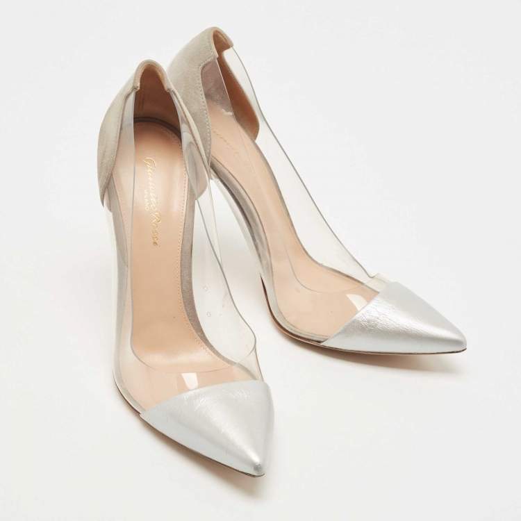 Pre Owned Gianvito Rossi Grey/Transparent PVC and Leather Plexi Pumps Size 40