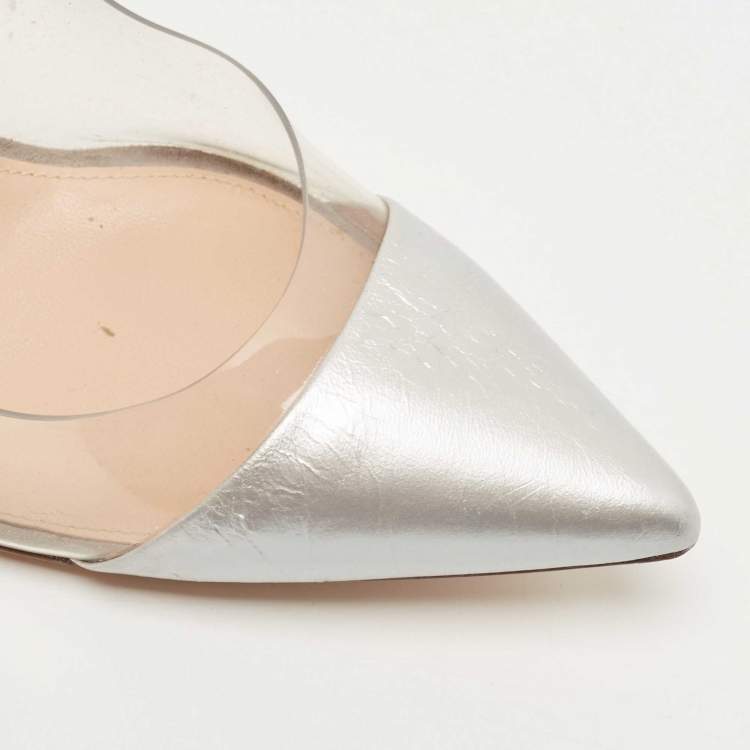 Pre Owned Gianvito Rossi Grey/Transparent PVC and Leather Plexi Pumps Size 40