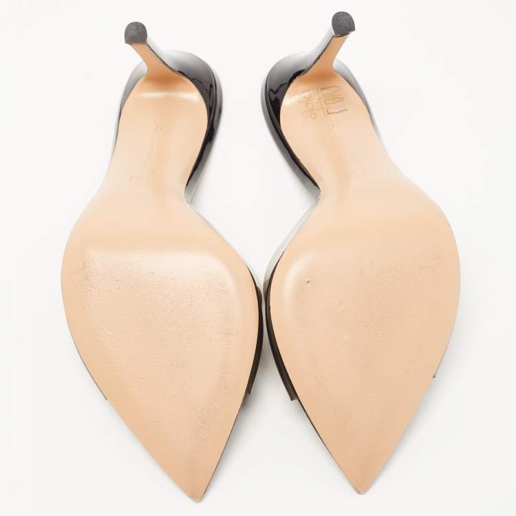 Pre Owned Gianvito Rossi Black PVC Elle Slides Size 37