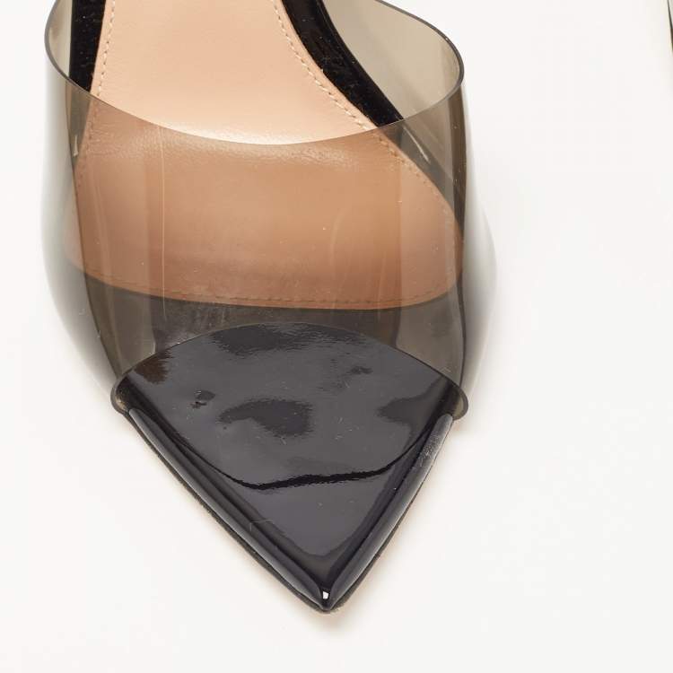 Pre Owned Gianvito Rossi Black PVC Elle Slides Size 37