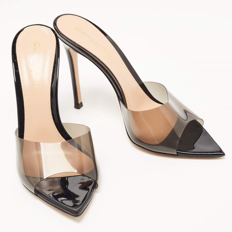 Pre Owned Gianvito Rossi Black PVC Elle Slides Size 37