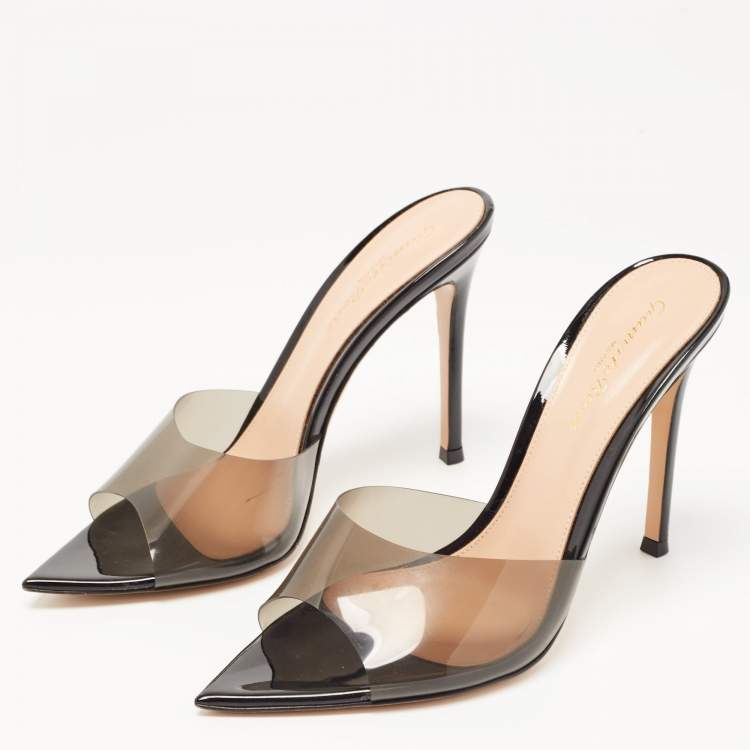 Pre Owned Gianvito Rossi Black PVC Elle Slides Size 37