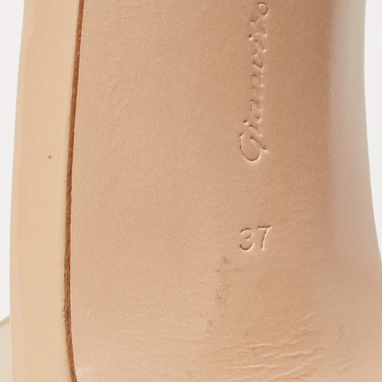 Pre Owned Gianvito Rossi Beige PVC and Patent Metropolis Ankle Strap Sandals Size 37