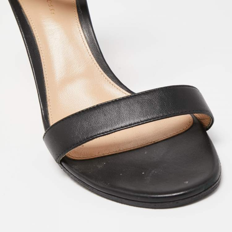 Pre Owned Gianvito Rossi Black Leather Portofino Ankle Strap  Sandals Size 40