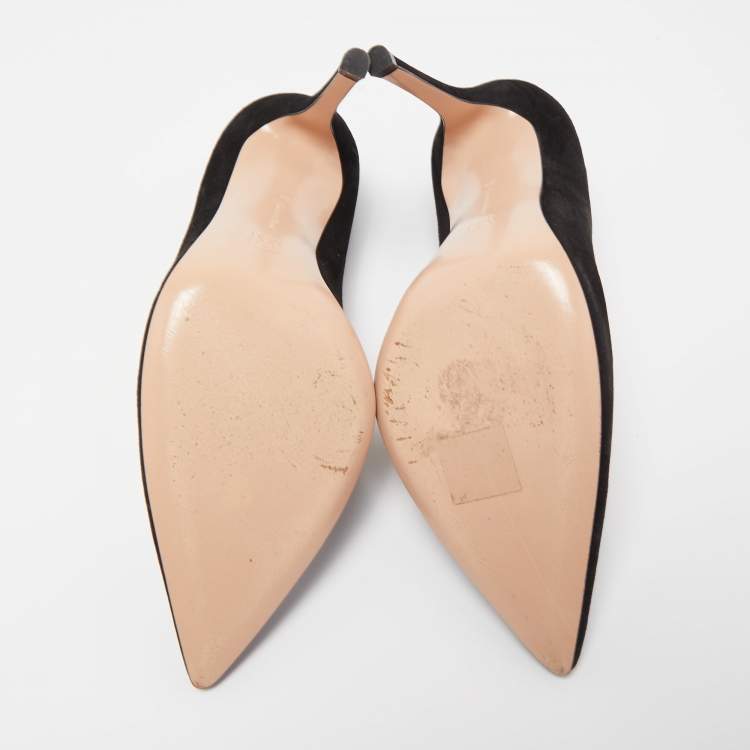 Pre Owned Gianvito Rossi Black Suede Gianvito 105 Pointed Toe Pumps Size 39