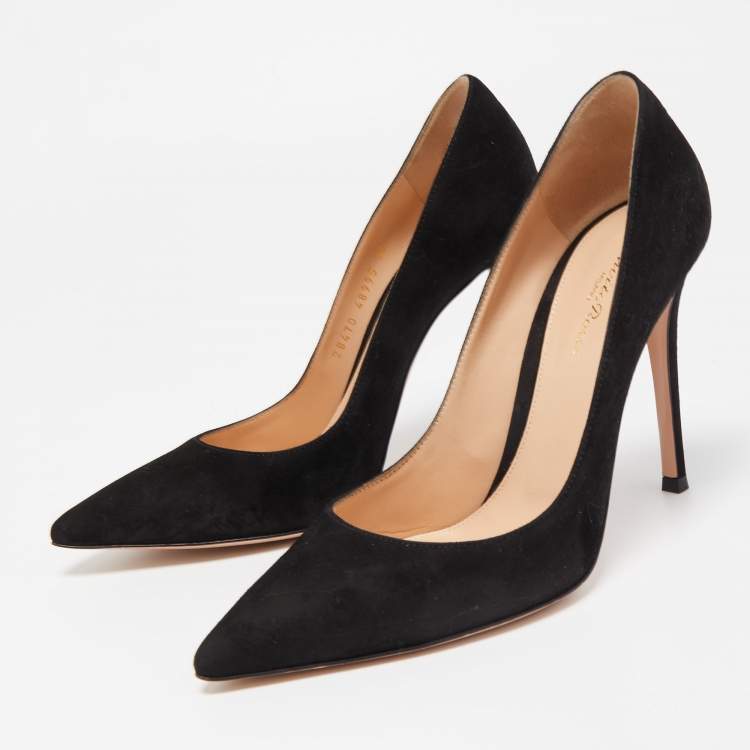 Pre Owned Gianvito Rossi Black Suede Gianvito 105 Pointed Toe Pumps Size 39
