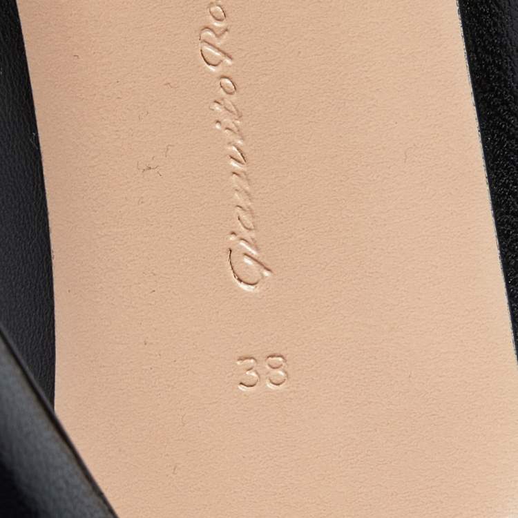 Pre Owned Gianvito Rossi Black Leather Vamp Peep Toe Booties Size 38