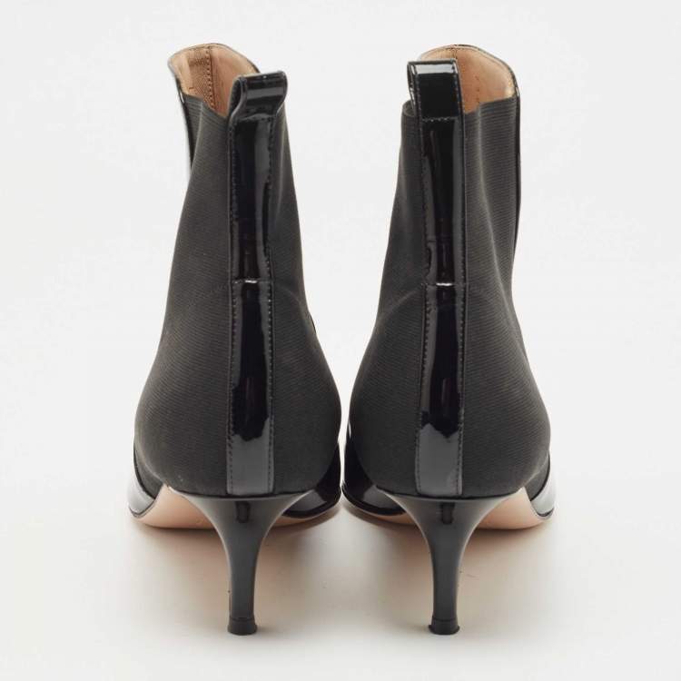 Pre Owned Gianvito Rossi Black Patent Leather Ankle Booties Size 38