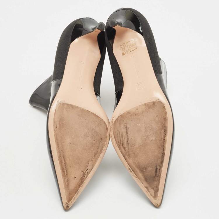 Pre Owned Gianvito Rossi Black Patent Leather Ankle Booties Size 38