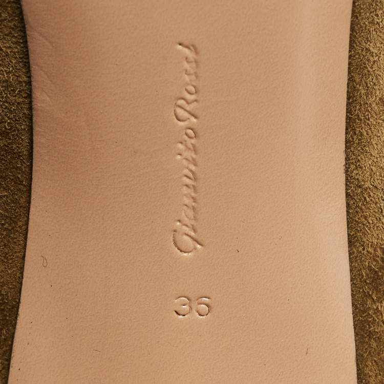 Pre Owned Gianvito Rossi Olive Green Suede Pointed Toe Pumps Size 36