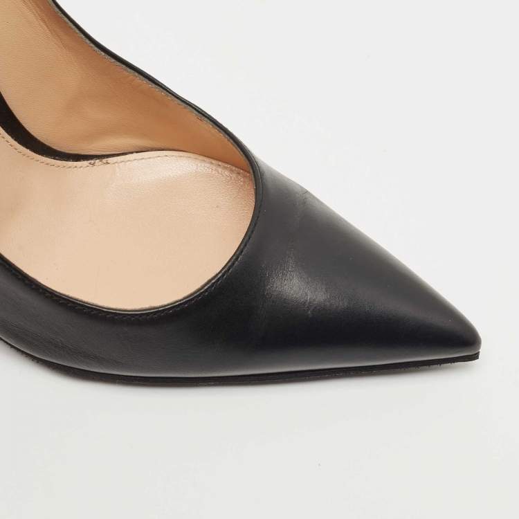 Pre Owned Gianvito Rossi Black Leather Pointed Toe Pumps Size 36.5