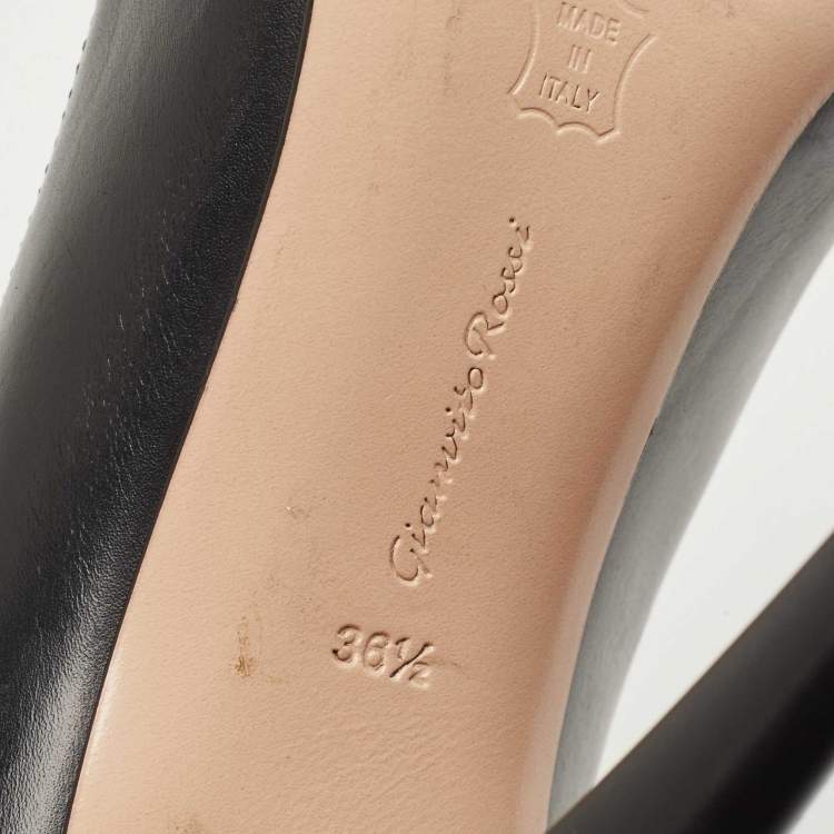 Pre Owned Gianvito Rossi Black Leather Pointed Toe Pumps Size 36.5