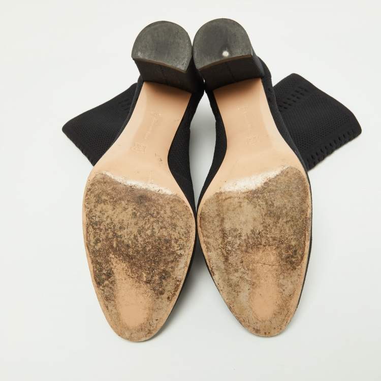 Pre Owned Gianvito Rossi Black Stretch Knit Thurlow Ankle Boots Size 40.5