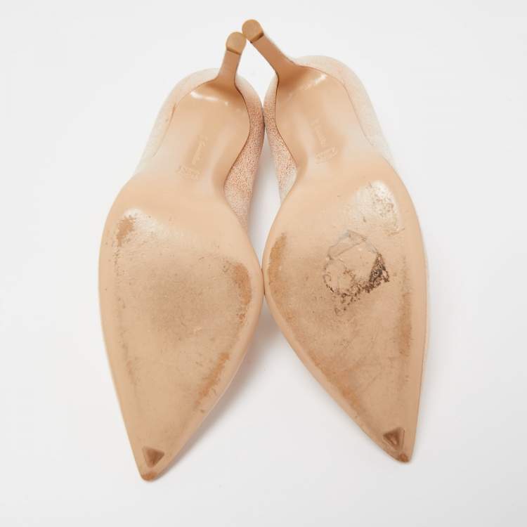 Pre Owned Gianvito Rossi Metallic Gold Suede Pointed Toe Pumps Size 38