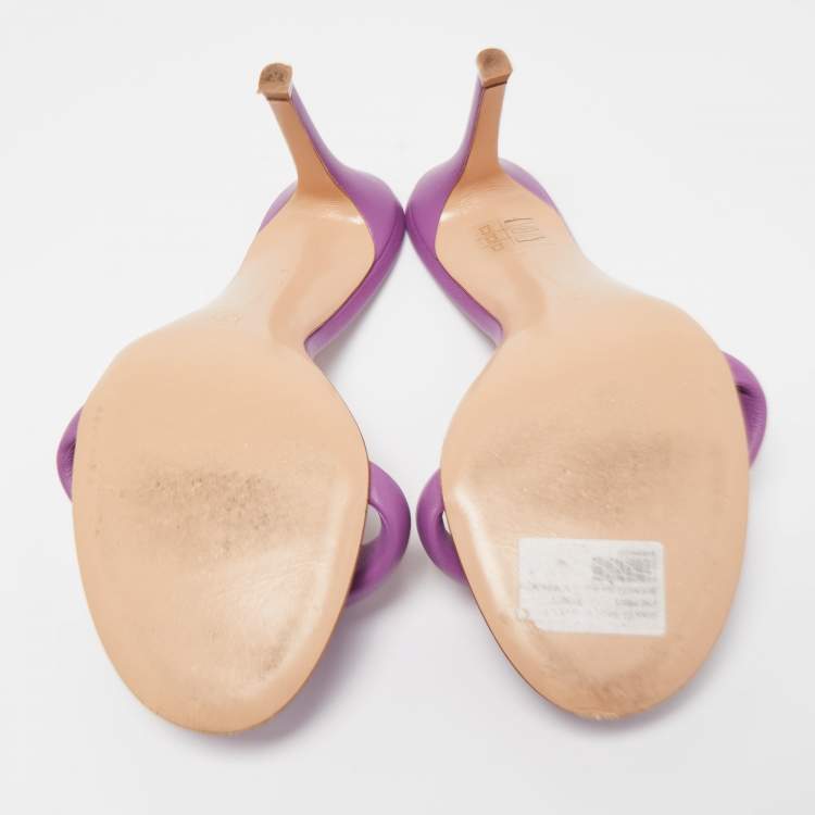 مملوكة مسبقًا Gianvito Rossi Purple Leather Bijoux Slides Size 38