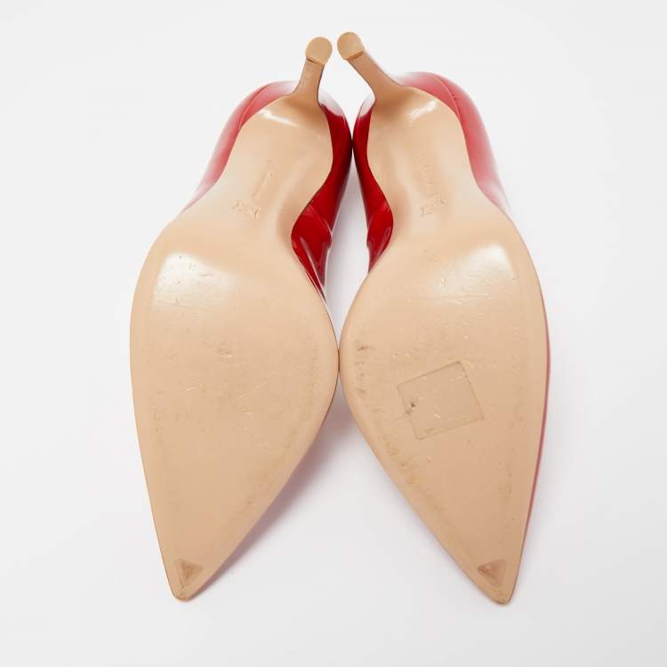 Pre Owned Gianvito Rossi Red Patent Leather Pointed Toe Pumps Size 38