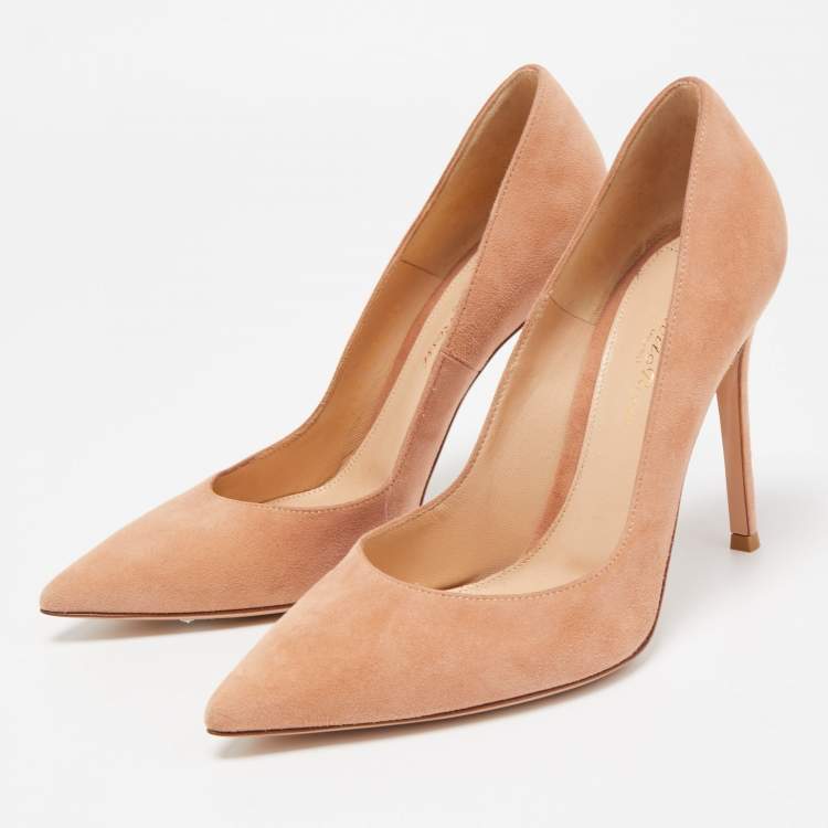 Pre Owned Gianvito Rossi Beige Suede Gianvito 105 Pumps Size 38