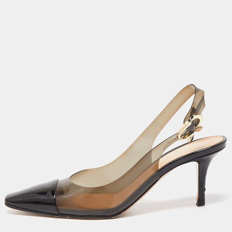 Gianvito Rossi Black Patent Leather and PVC Slingback Pumps Size 36.5  Gianvito Rossi | The Luxury Closet