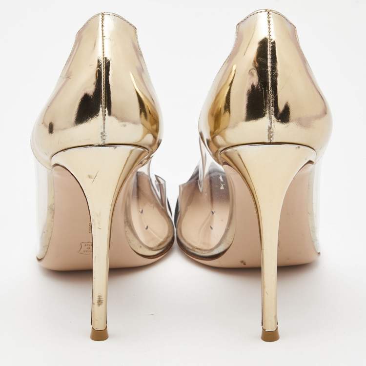 Pre Owned Gianvito Rossi Two Tone Leather and PVC Plexi Pumps Size 40